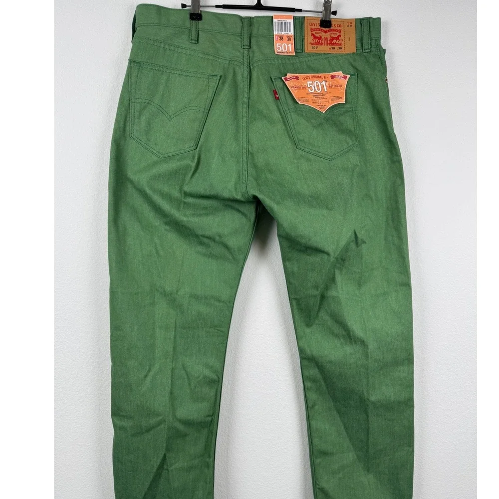 Levi's 501 Jeans Men 38x30 Green New Raw Shrink-To-Fit Straight Leg Casual